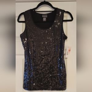 NWT Black Stretch Sequin Tank Top - Covington - Size: Small